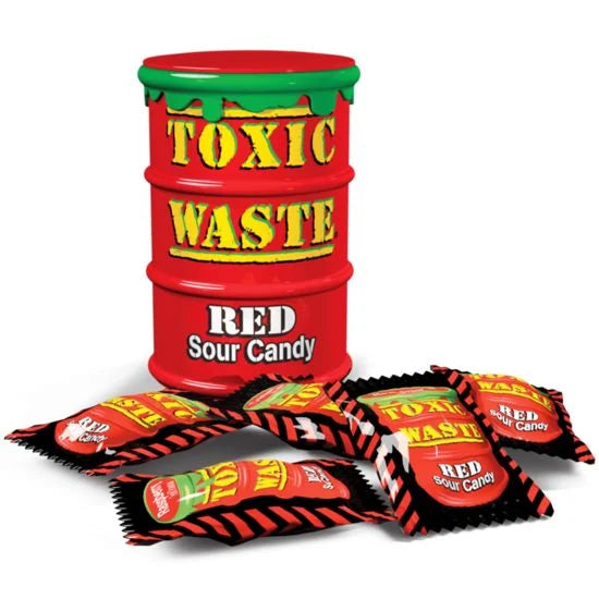 Toxic Waste Sour Candy Drum Red